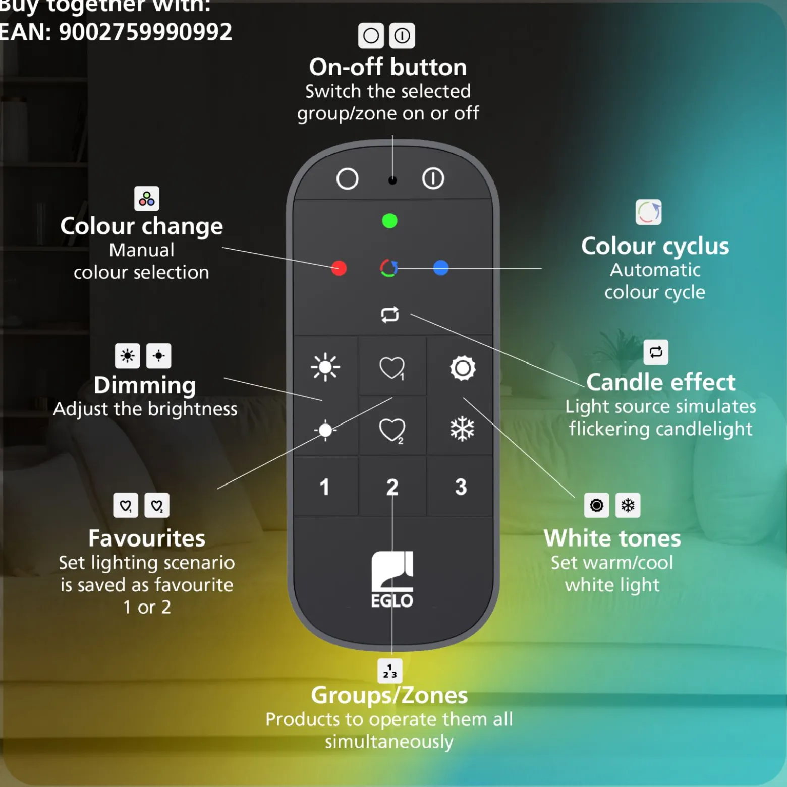 Eglo Connect.Z Smart Vägglampa Parrapos-Z Stål Svart 6W 820lm - 827-865 Justerbar Vit | Dimbar