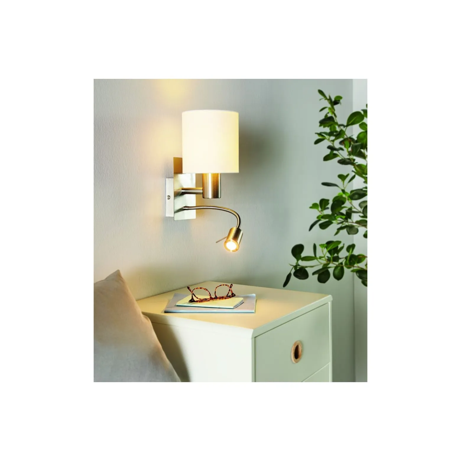Eglo Vägglampa Pasteri Stål Satin Nickel 40 | IP20 - Inkl. Spot och Exkl. 1x E27