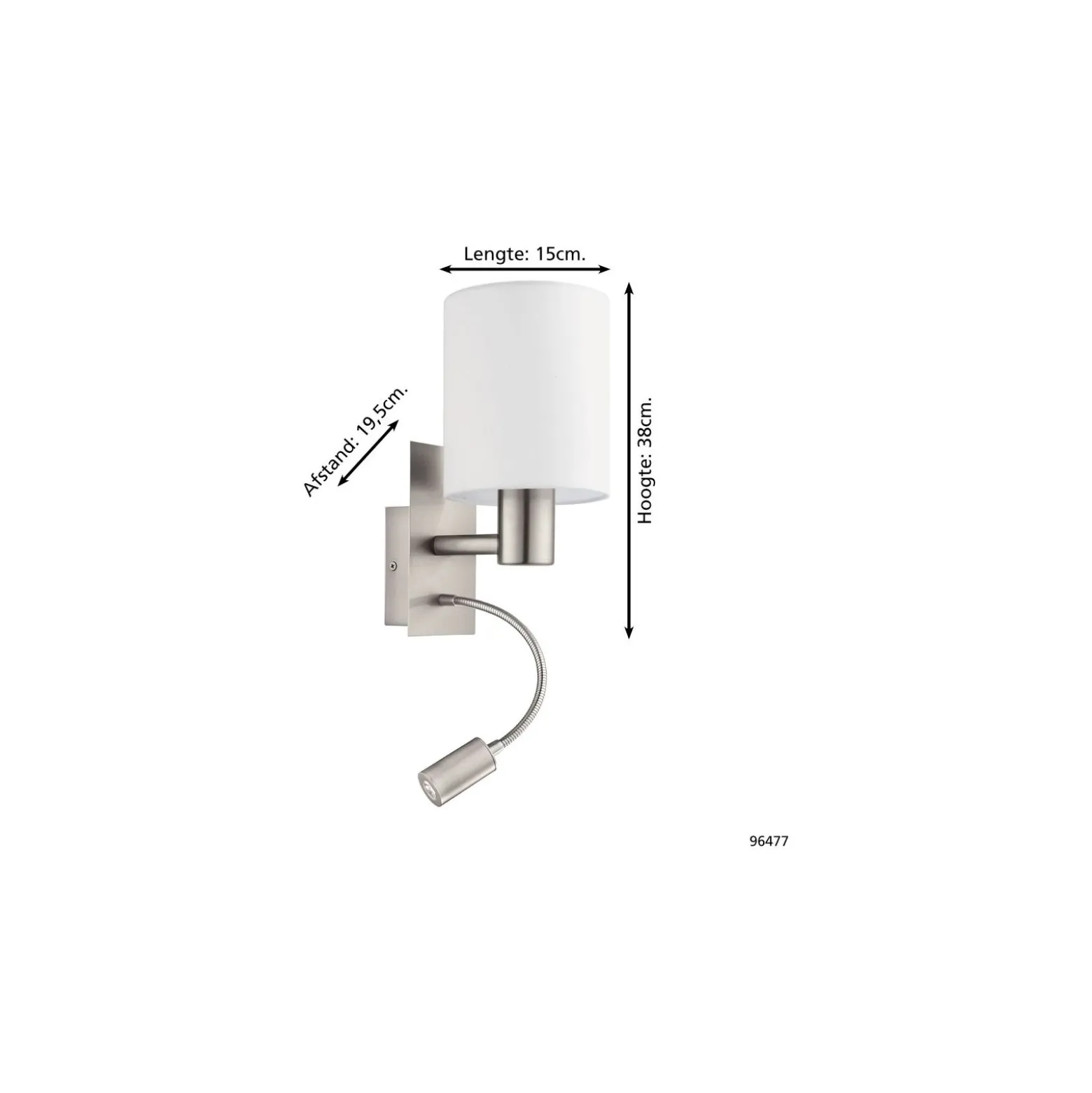 Eglo Vägglampa Pasteri Stål Satin Nickel 40 | IP20 - Inkl. Spot och Exkl. 1x E27
