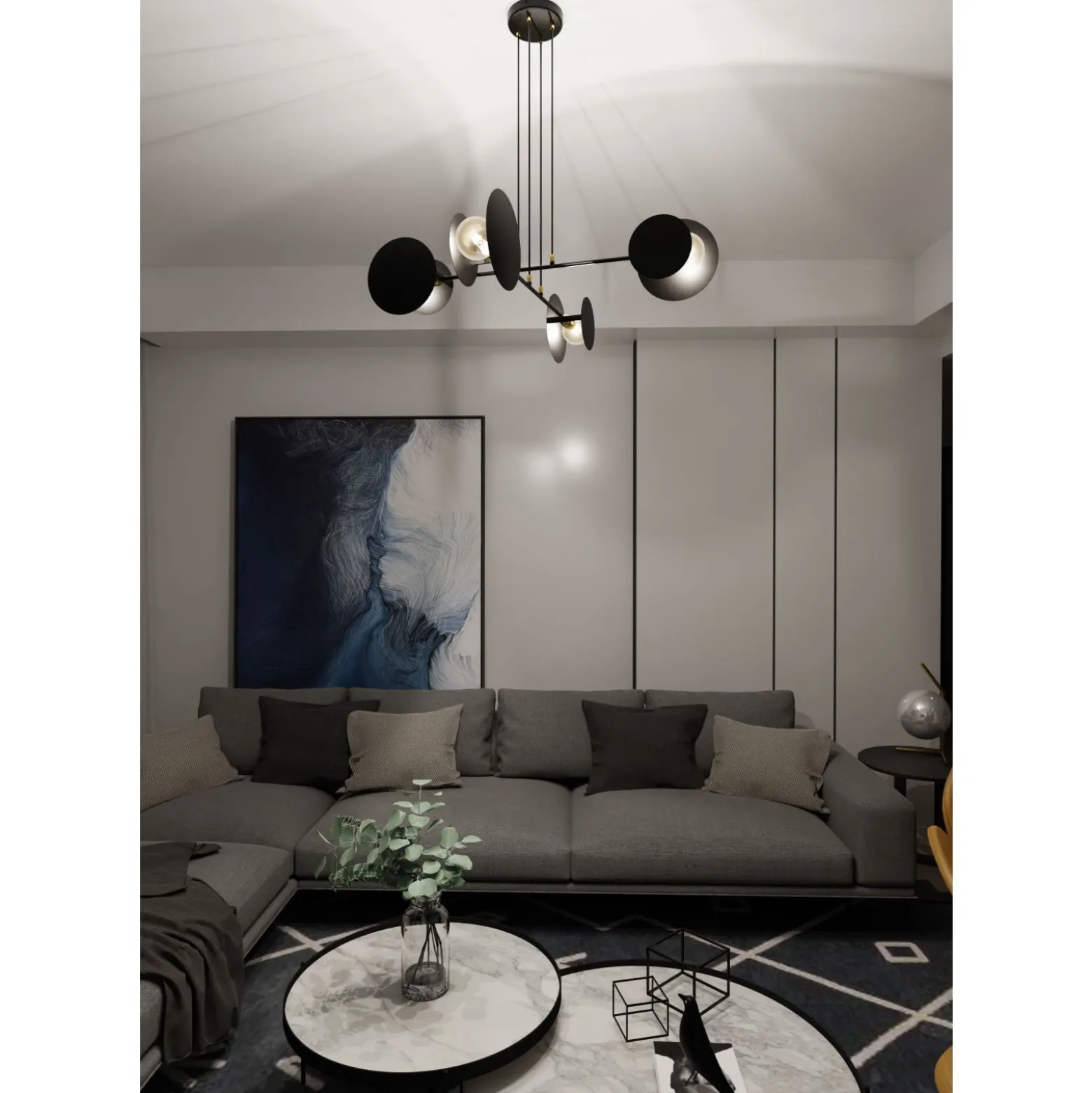 Emibig Pendellampa Idea Stål Svart | Passande för 4x E27 - Max 10W