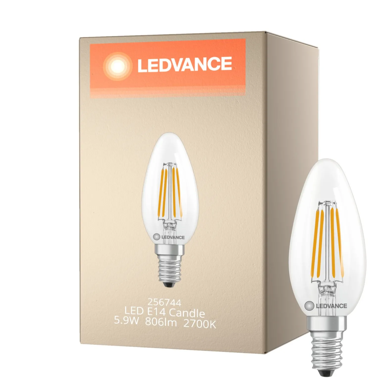 Ledvance Classic LED E14 Kronljus Filament Klar 5.9W 806lm - 827 Extra Varm Vit | Ersättare 60W