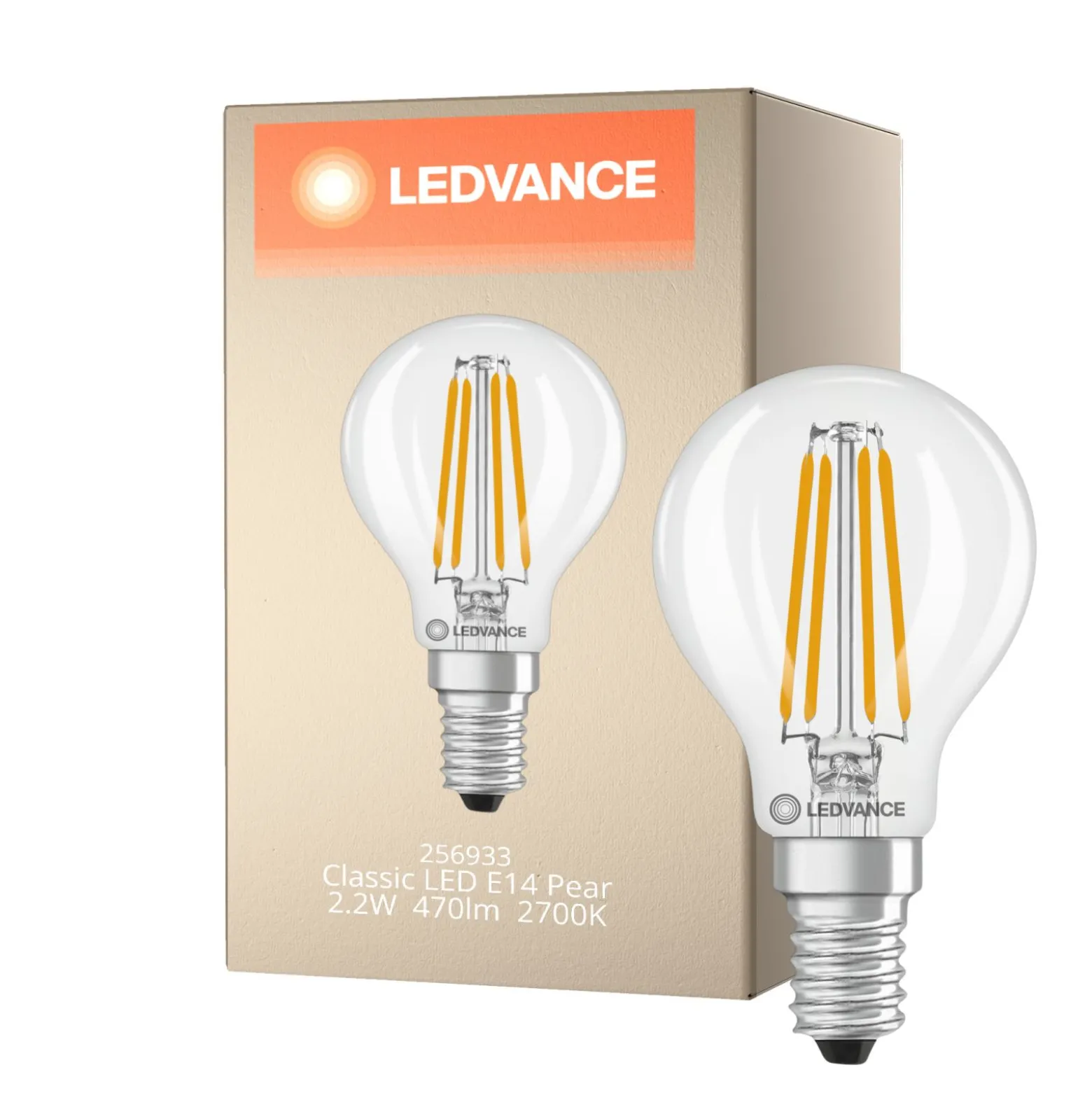 Ledvance Classic LED E14 Päron Filament Klar 2.2W 470lm - 827 Extra Varm Vit | Ersättare 40W