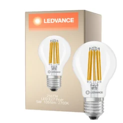 Ledvance Classic LED E27 Päron Filament Klar 5W 1055lm - 827 Extra Varm Vit | Dimbar - Ersättare 75W