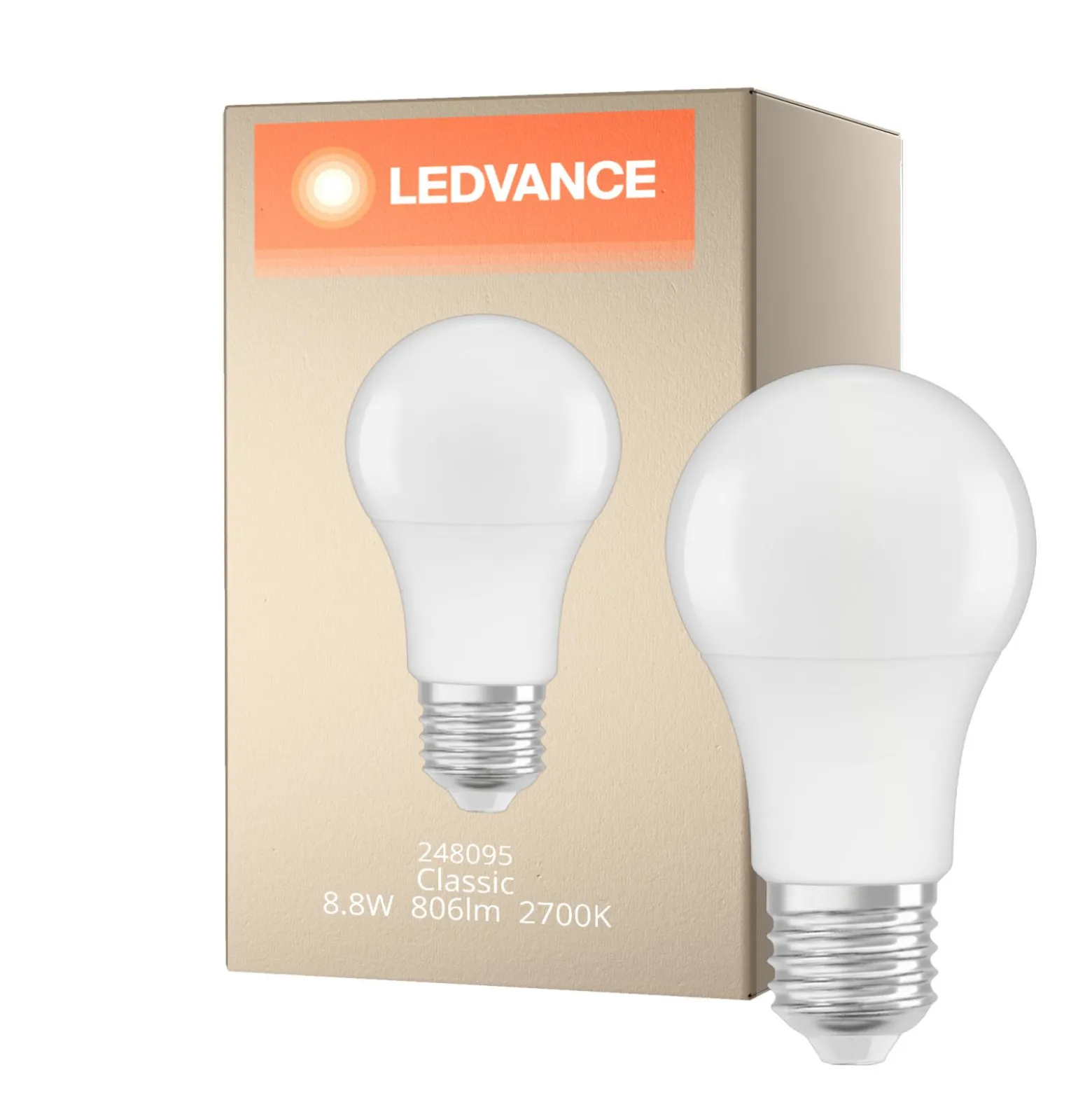 Ledvance Classic LED E27 Päron Matt 8.8W 806lm - 827 Extra Varm Vit | Dimbar - Ersättare 60W