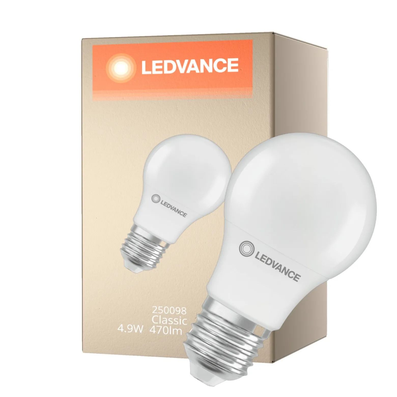 Ledvance Classic LED E27 Päron Matt 4.9W 470lm - 840 Kallvit | Ersättare 40W