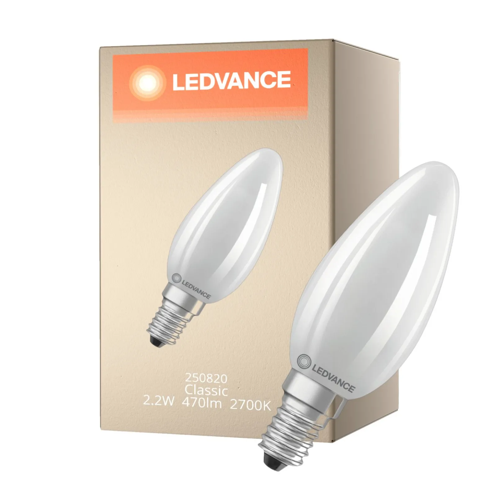 Ledvance LED Classic E14 Kronljus Filament Matt 2.2W 470lm - 827 Extra Varm Vit | Ersättare 40W