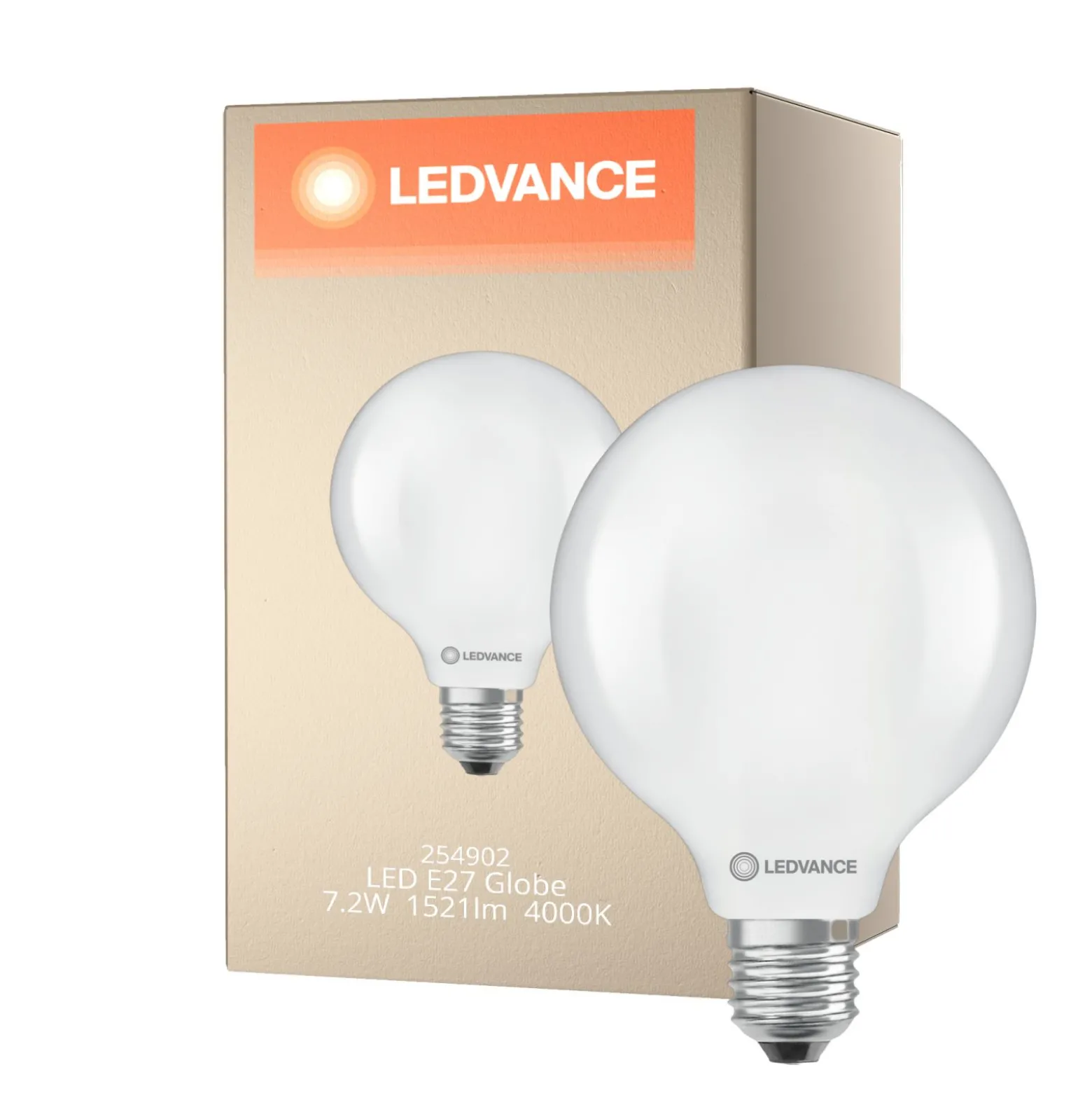 Ledvance LED Classic Globe E27 Matt 7.2W 1521lm - 840 Kallvit | Ersättare 100W