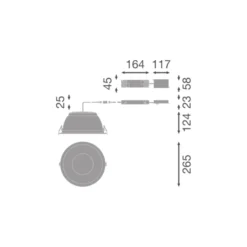 Ledvance LED Downlight Comfort High Efficiency D Aluminium Vit 36W 5220lm 100D - 830 Varm Vit | 265mm - Utskärning 250mm - Dali Dimbar