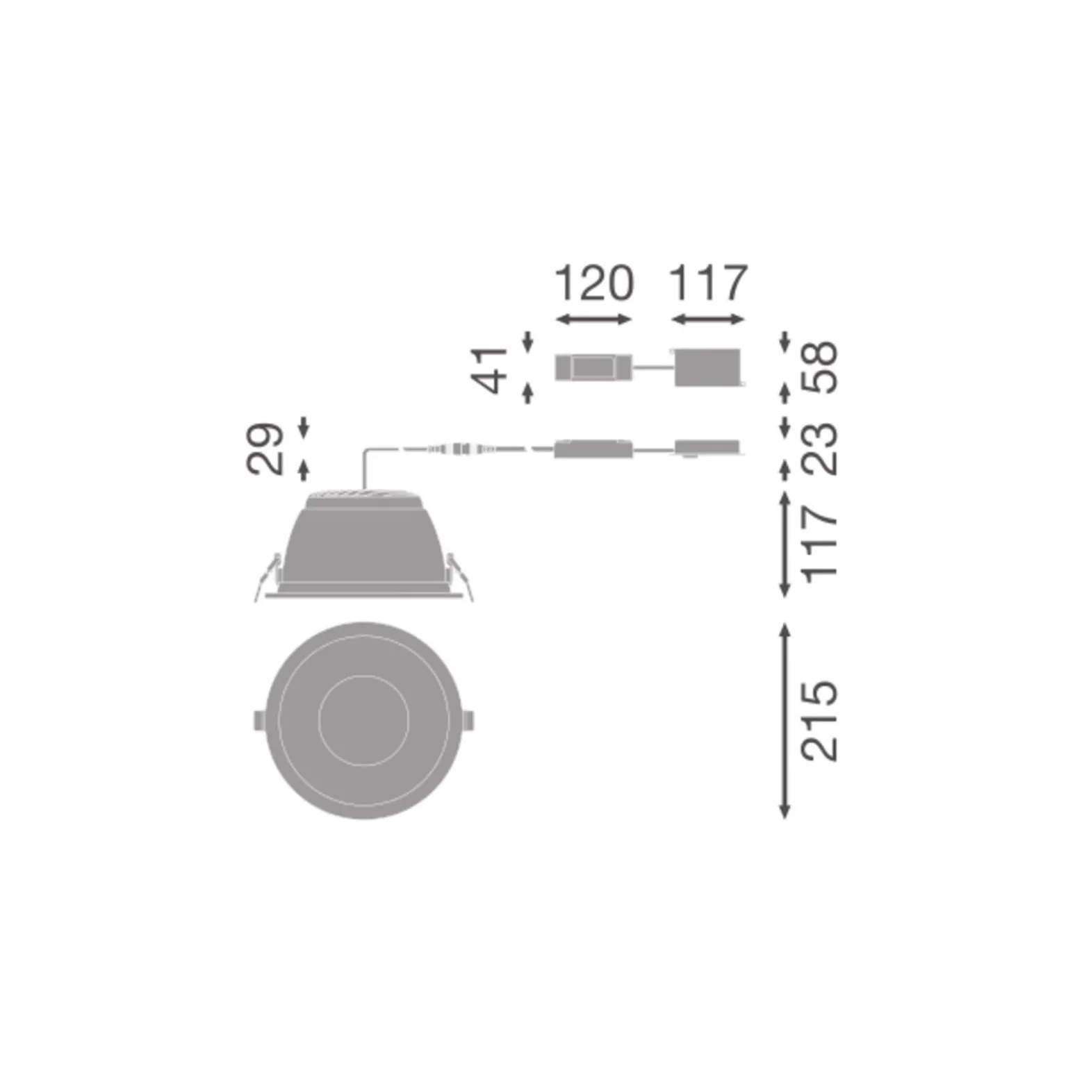 Ledvance LED Downlight Comfort High Efficiency U Aluminium Vit 25W 3250lm 55D - 830 Varm Vit | 215mm - Utskärning 200mm