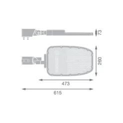 Ledvance LED Gatubelysning Area Large RV35ST Aluminium Grå 120W 15600lm 155X69D - 727 Extra Varm Vit | IP66 - Asymmetrisk