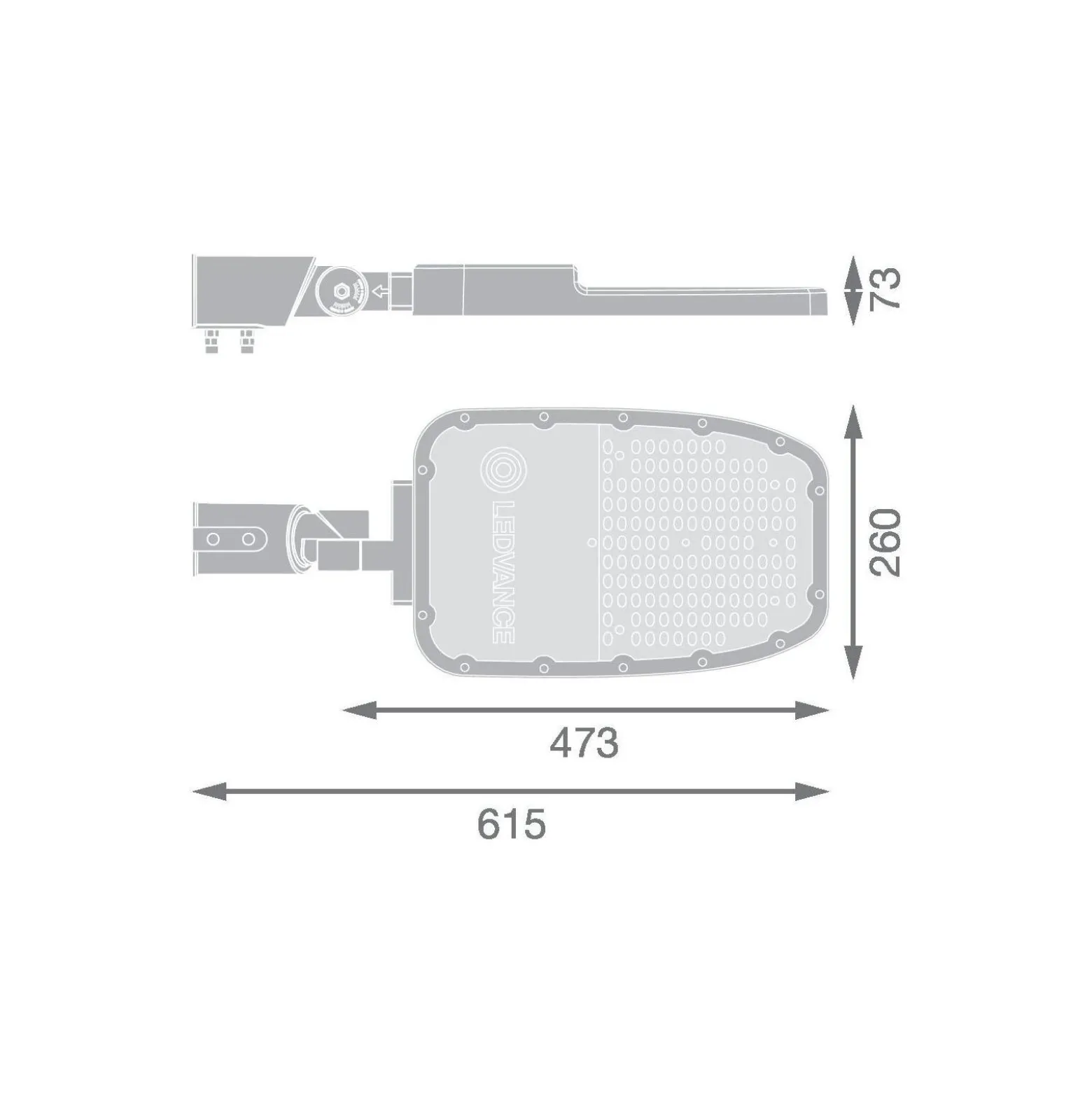 Ledvance LED Gatubelysning Area Large RV35ST Aluminium Grå 90W 11700lm 155X69D - 727 Extra Varm Vit | IP66 - Asymmetrisk