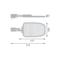 Ledvance LED Gatubelysning Area Large RV35ST Aluminium Grå 90W 12150lm 155X69D - 740 Kallvit | IP66 - Asymmetrisk