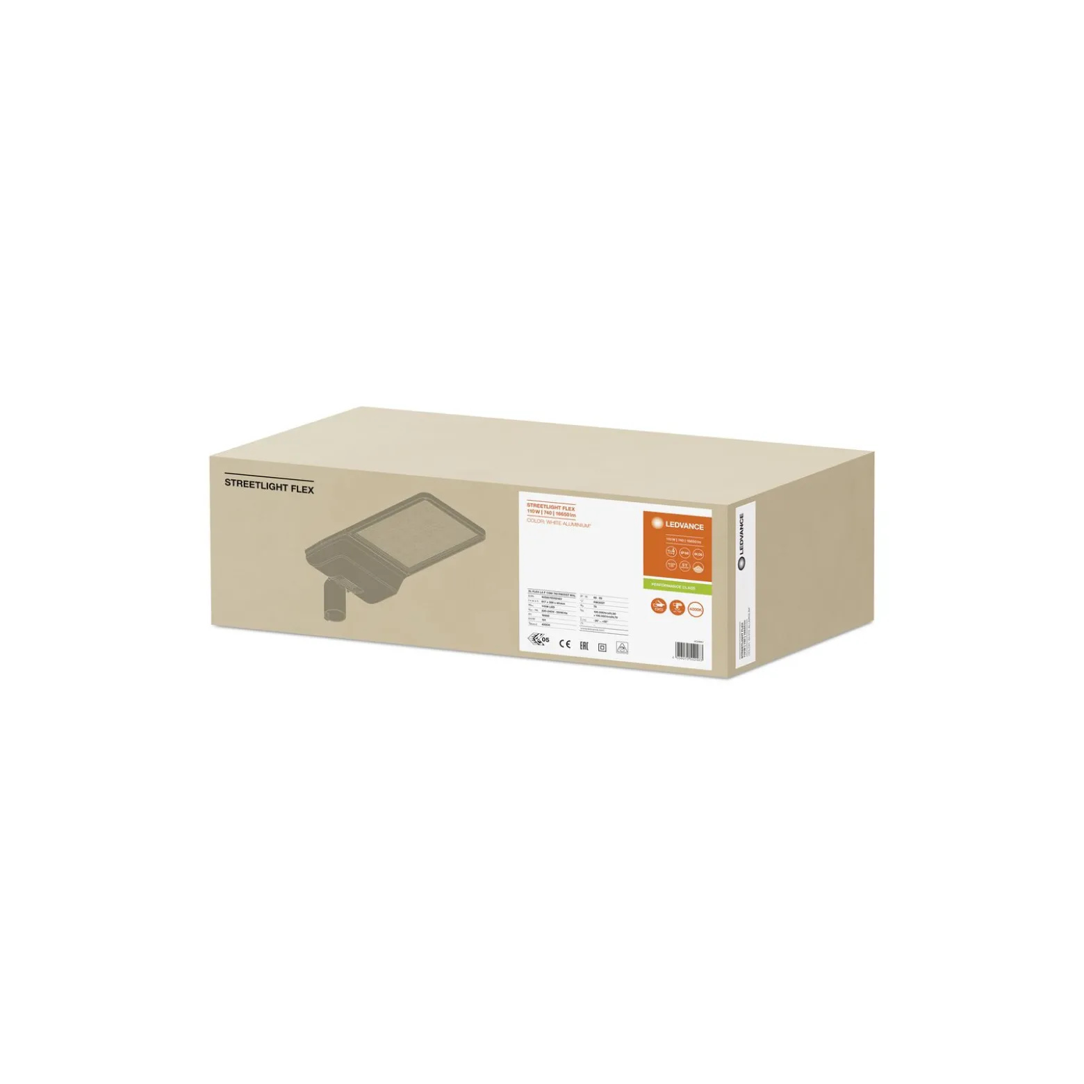 Ledvance LED Gatubelysning Flex Stor RW35ST Grå 110W 16650lm 35x135D - 740 Kallvit | IP66 - Asymmetrisk