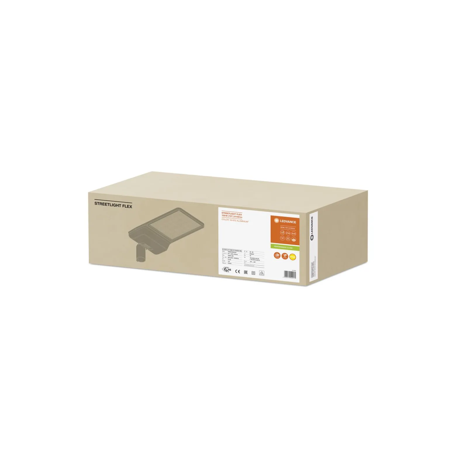 Ledvance LED gatubelysning Flex Stor RV25ST Grå 158W 21150lm 25x145D - 727 Extra Varm Vit | IP66 – Asymmetrisk