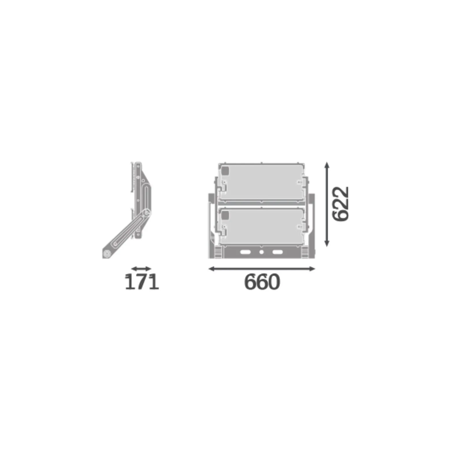 Ledvance LED Strålkastare Max Aluminium Grå 900W 156900lm 65x120D - 730 Varm Vit | IP66 - Asymmetrisk