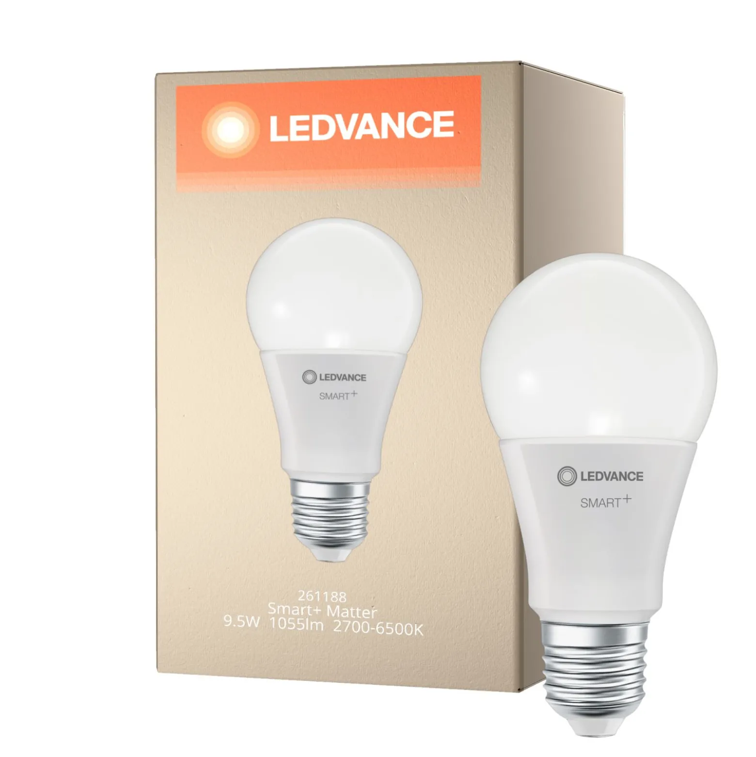 Ledvance Smart+ Matter E27 A60 9.5W 1055lm - 827-865 Justerbar Vit | RGBW - Dimbar - Ersättare 75W