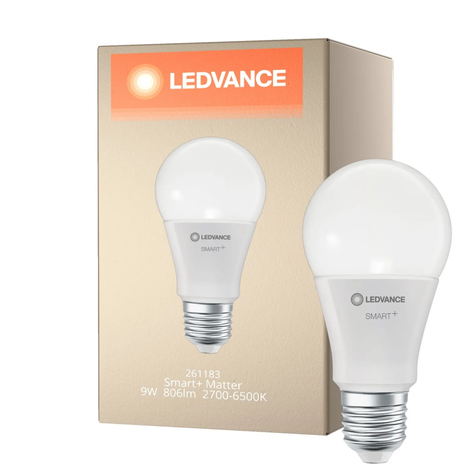 Ledvance Smart+ Matter E27 A60 9W 806lm - 827-865 Justerbar Vit | RGBW - Dimbar - Ersättare 60W