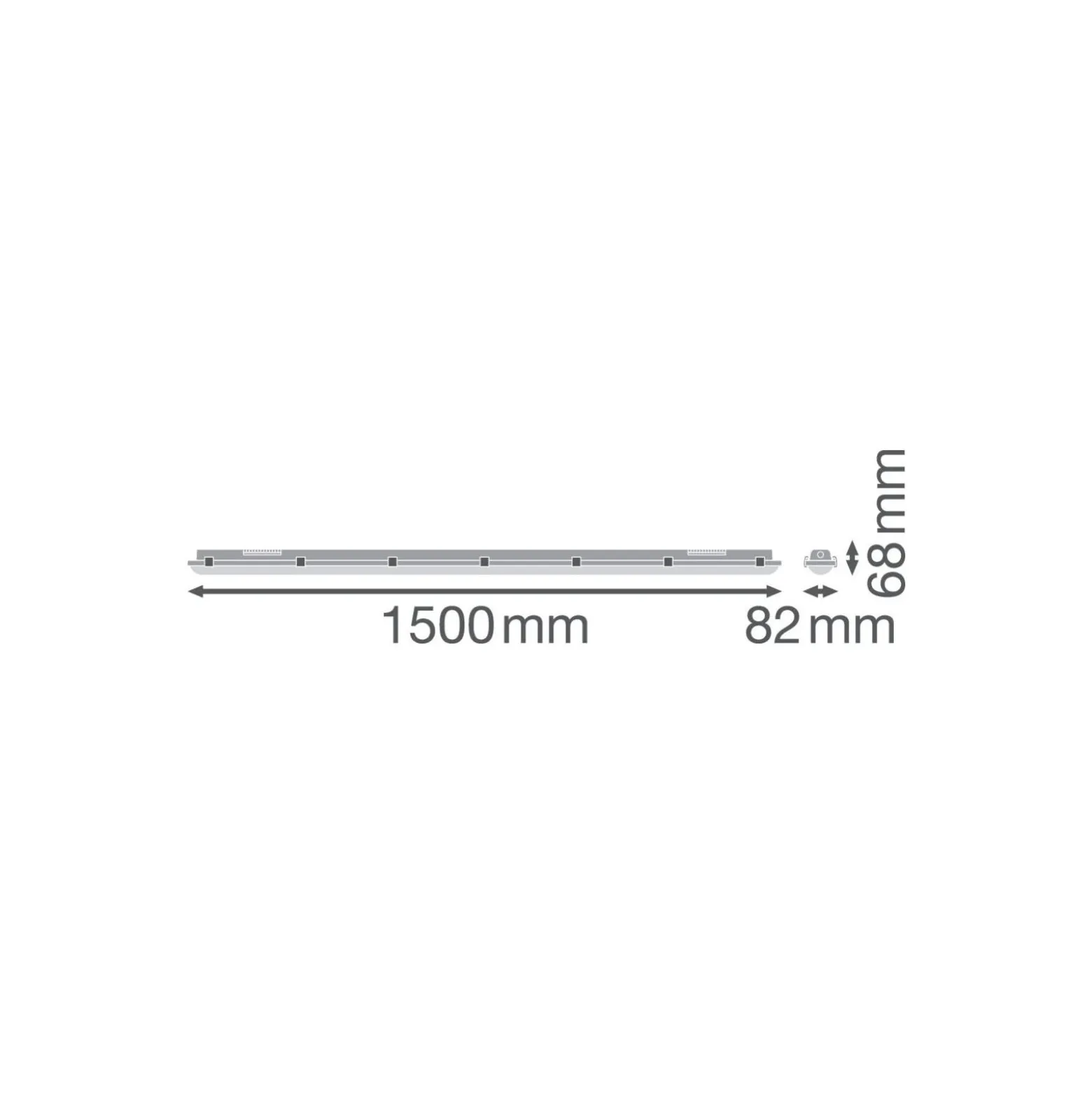 Ledvance Vattentät Allmänbruksarmatur Fukttät High Efficiency PC 39.3W 6400lm - 840 Kallvit | 150cm -Ersättare 2x58W