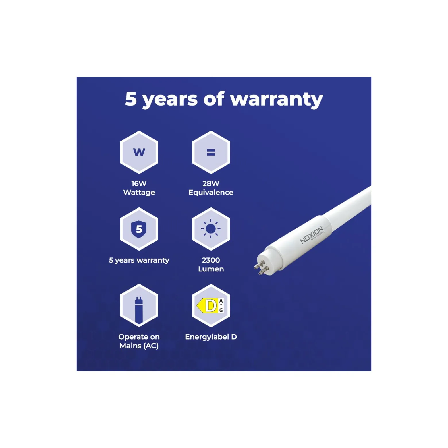 Noxion Avant LEDtube T5 Avant Extreme (Mains AC) High Efficiency 16W 2300lm - 830 Varm Vit | 115cm - Ersättare 28W