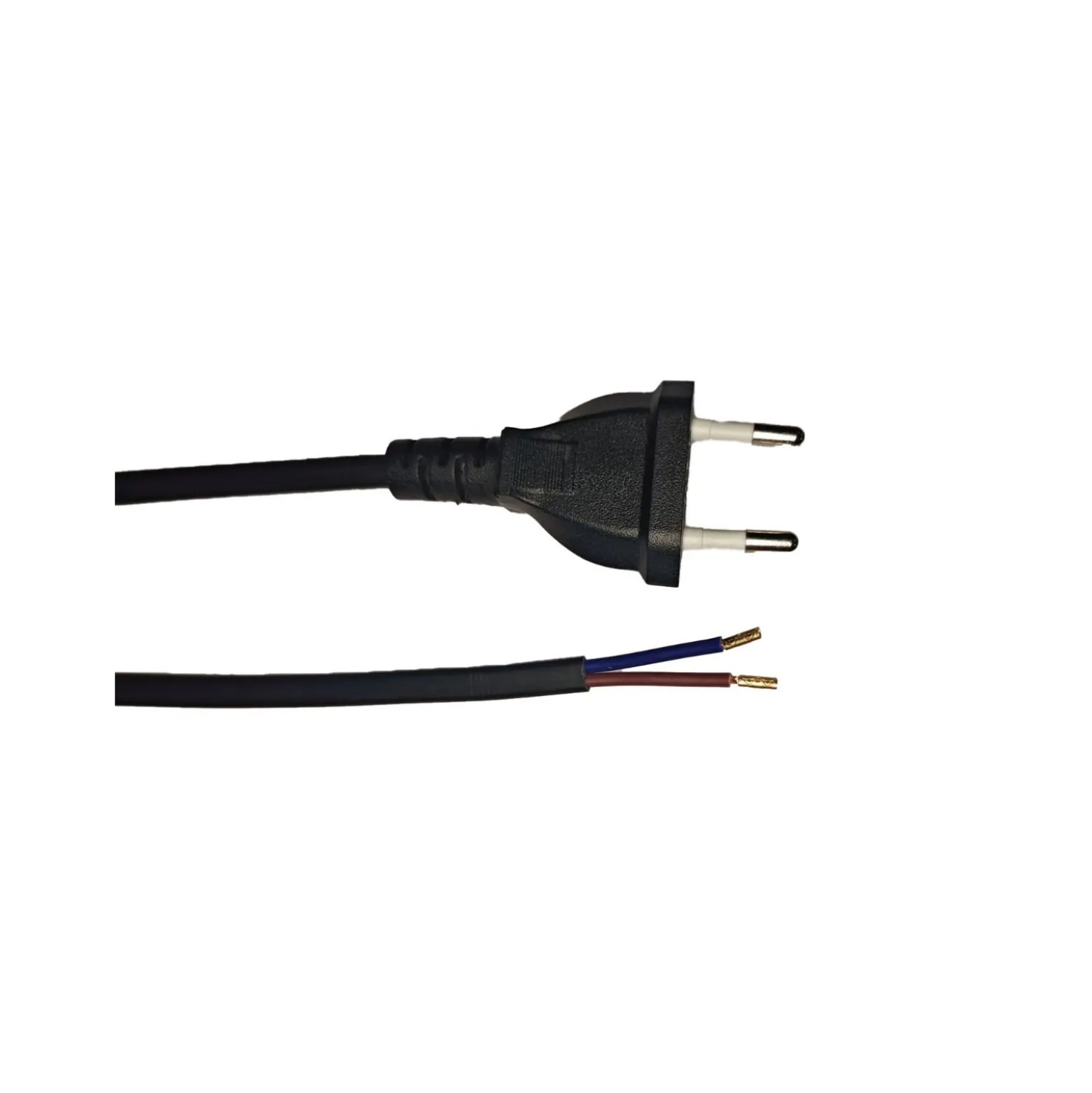 Noxion Euro Strömkabel Svart - C7 Europlug + Öppna ändar - 2m - 2 pole 0,75mm2