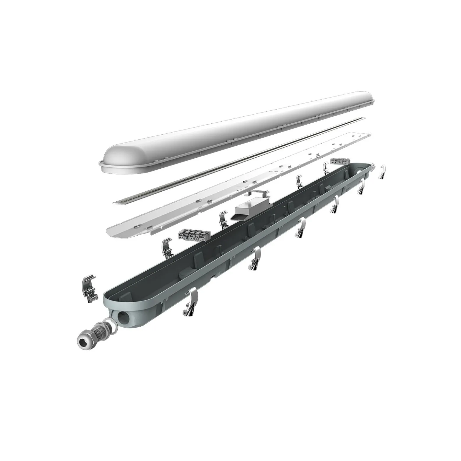 Noxion LED Allmänbruksarmatur Vattentät Poseidon V3.0 35-65W 4550-9100lm - 830-865 CCT | 150cm - Kabelgenomföring (5x2.5mm2) - 3 Timmar Nödbelysning