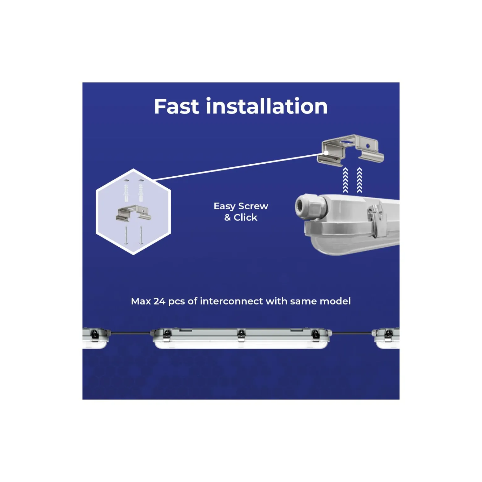 Noxion LED Allmänbruksarmatur Vattentät Poseidon V3.0 30W 3900/4200lm - 830-865 CCT | 120cm - Kabelgenomföring (5x2.5mm2) - Dali Dimbar