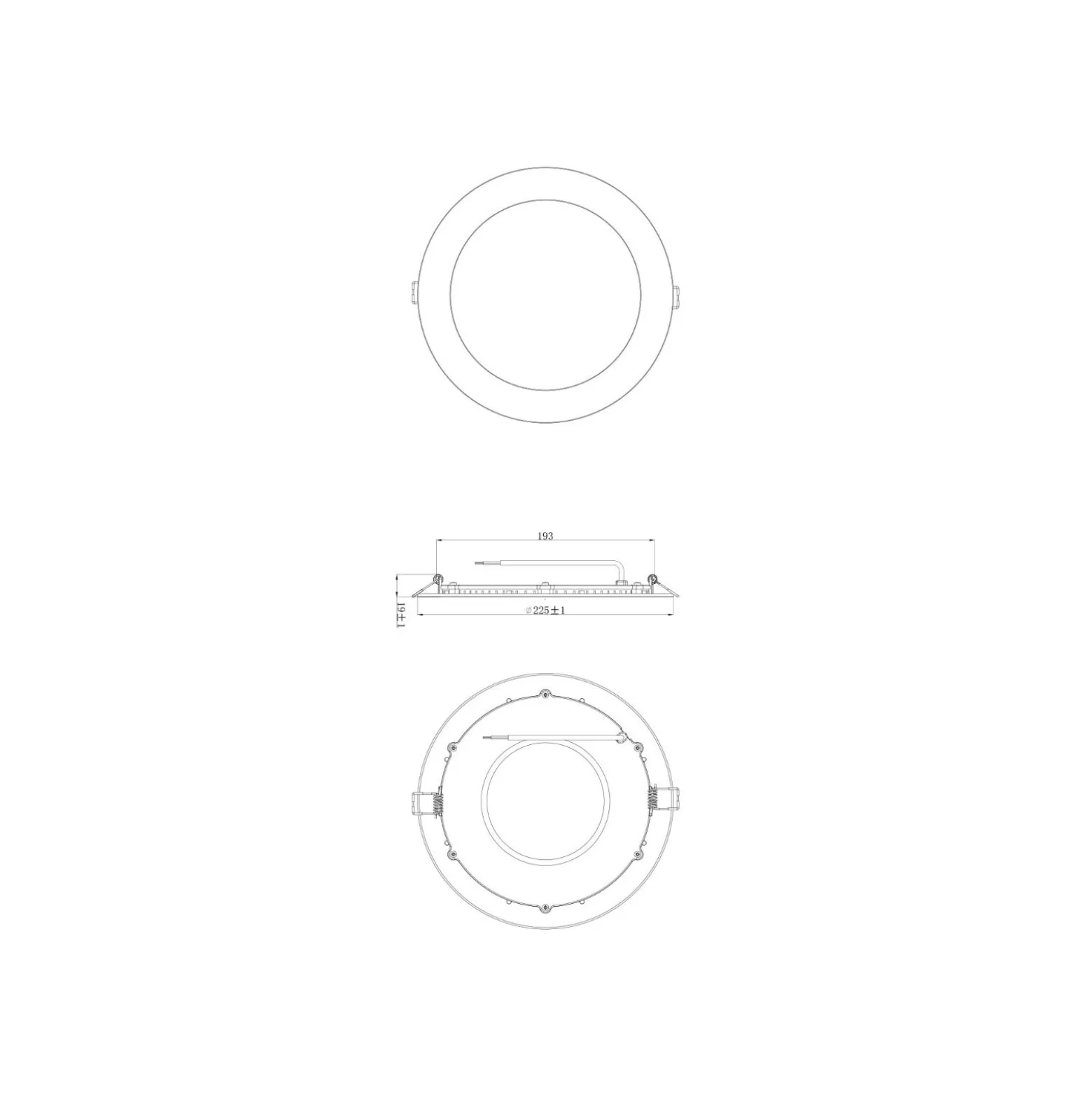 Noxion LED Downlight Slim V2.0 20W 2000lm 120D - 830 Varm Vit | 225mm - Utskärning 200mm - IP44 - 3 Timmar Nödbelysning