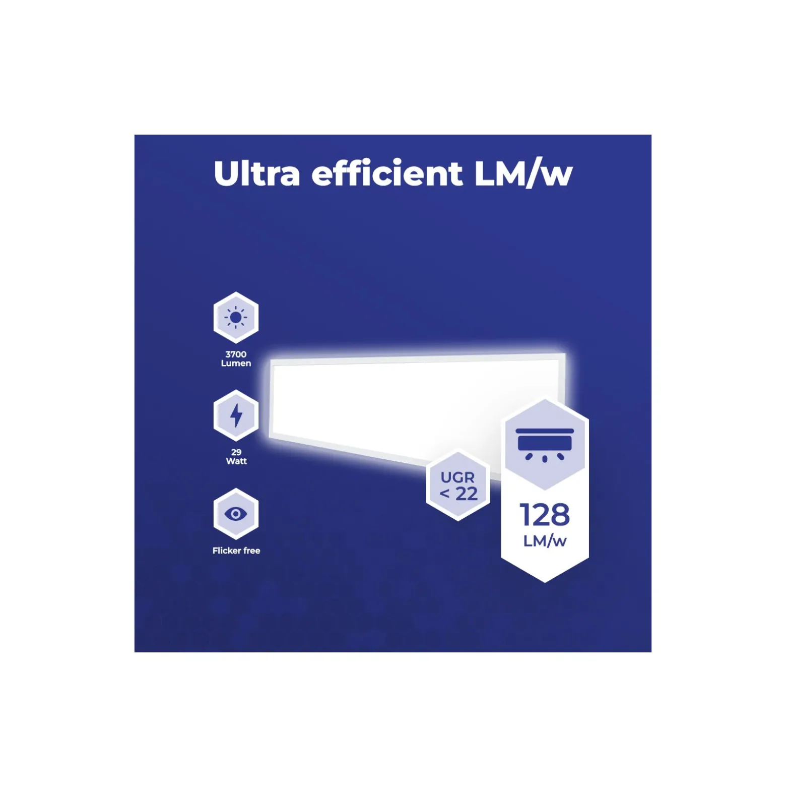 Noxion LED Panel Delta Pro V4 Aluminium/Metall Vit 29W 3700lm - 830 Varm Vit | 120x30cm - Dali Dimbar - UGR <22