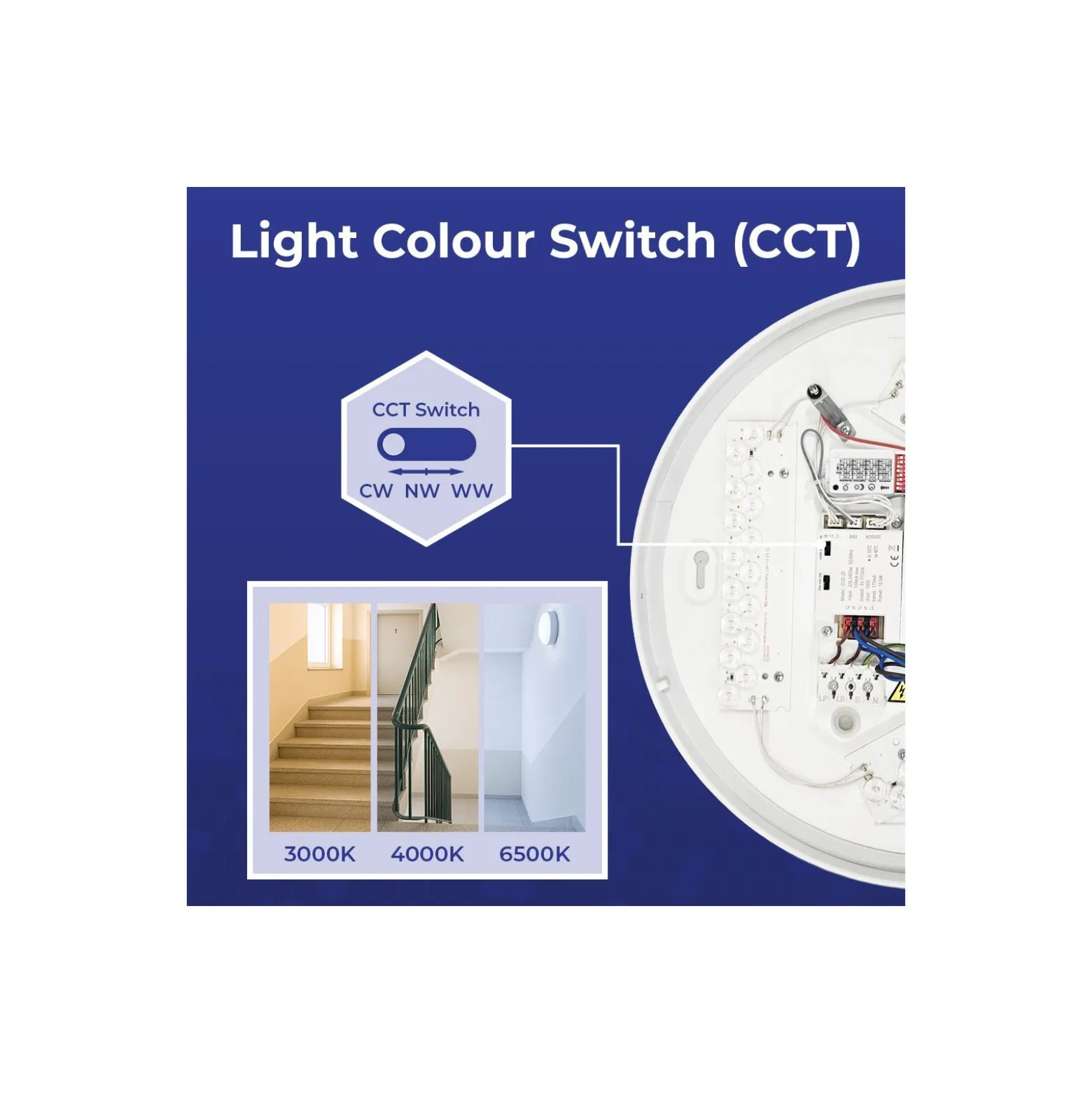 Noxion LED Plafond Corido V2 Vit 12W 1200lm 830-840-865 CCT | IP44