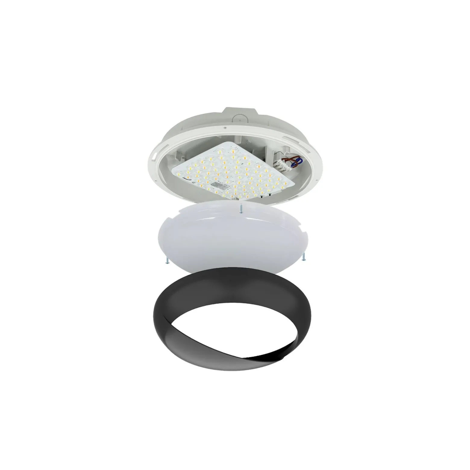 Noxion LED Plafond Pro V2 12/16/20W 2400lm - 830-840-865 CCT | 325mm - IP65 - Rörelse- och Ljussensor - 3 Timmar Nödbelysning + Ögonlock Ring Svart