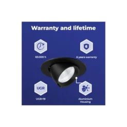 Noxion LED Spot Forza V2 Aluminium Svart 32W 3700lm 36D - 930-940-957 CCT | 160mm - Utskärning 145mm - Bästa Färgåtergivning