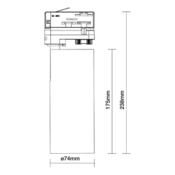 Noxion LED Spårbelysning 3-Fas Ecowhite Aluminium Svart 20W 1970lm 36D - 830 Varm Vit | UGR <19