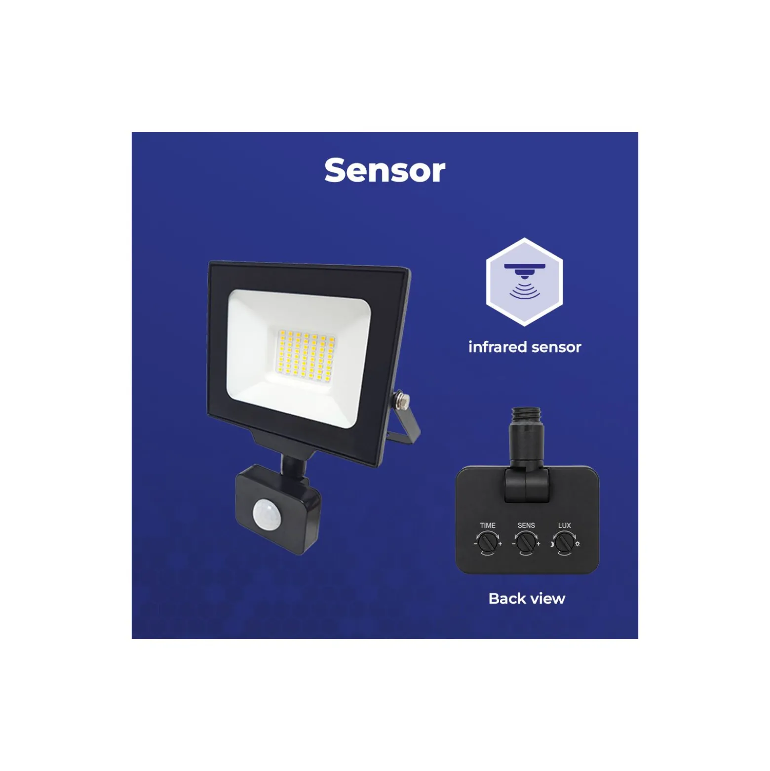 Noxion LED Strålkastare Beamy G3.1 Svart 30W 3300lm 110D - 830 Varm Vit | IP44 - Rörelse- och Ljussensor - Symmetrisk