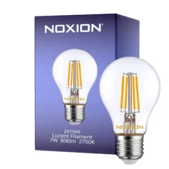 Noxion Lucent Filament LED E27 Päron Klar 7W 806lm - 827 Extra Varm Vit | Dimbar - Ersättare 60W