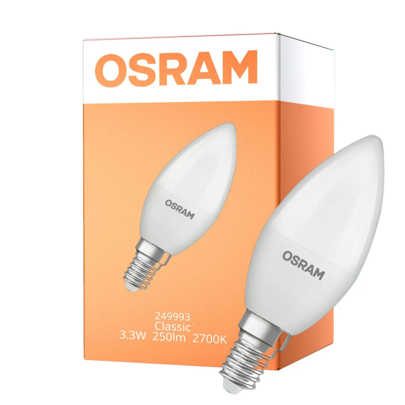 Osram Classic LED E14 Kronljus Matt 3.3W 250lm - 827 Extra Varm Vit | Ersättare 25W